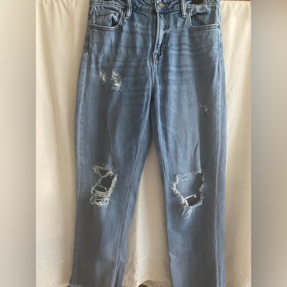 Blue Boyfriend Jeans with Distressed Details - SIZE 28